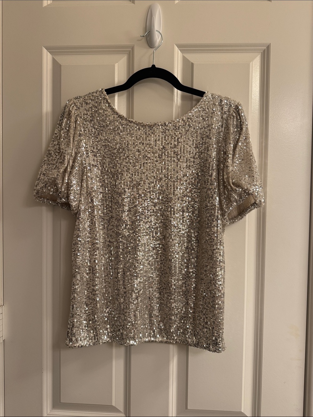 Society Short-Sleeve Sequined Top - Champagne Gold